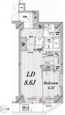 メインステージ蔵前の間取り図
