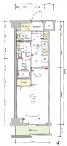 スカイコートグレース新宿中落合の間取り図