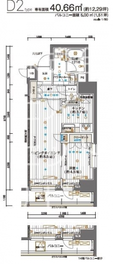 メインステージ神田須田町の間取り図