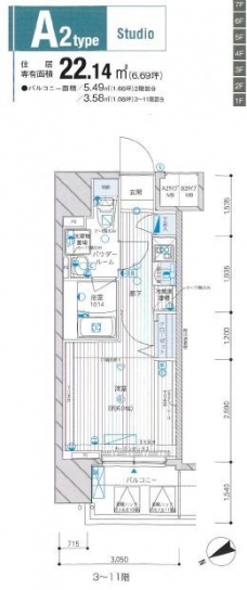 メインステージ八幡山の間取り図