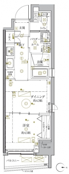 クレイシア秋葉原ラグゼスウィートの間取り図